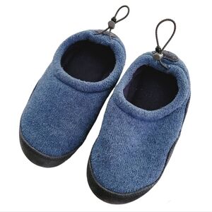 L.L. Bean Kids Blue Sweater Fleece Slippers Size 12-13 Suede Camping Fall Winter
